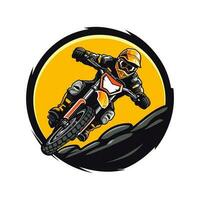 Moto-Cross Logo Fahrer im Motor- Vektor Clip Kunst Illustration