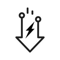 niedrig Verbrauch Elektrizität Symbol, reduzieren Energie Aufladung, dünn Linie Netz Symbol auf Weiß Hintergrund - - editierbar Schlaganfall Vektor Illustration