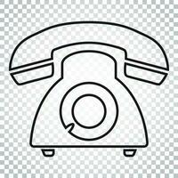 telefon vektor ikon i linje stil. gammal årgång telefon symbol illustration. enkel företag begrepp piktogram på isolerat bakgrund.