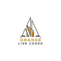 Orange Linie Wohnung Logo zum Geschäft Unternehmen. korporativ Identität Design Element. echt Nachlass Service, Konstruktion, Agent Logo Idee. Wachstum abstrakt Wolkenkratzer Gebäude Konzept, Luxus Wohnung. vektor