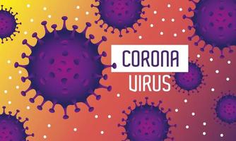 Corona-Virus zweite Welle Poster mit Partikeln im orangefarbenen Hintergrund vektor