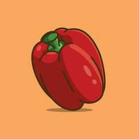 paprika röd peppar enkel tecknad serie vektor ikon illustration vegetabiliska ikon