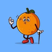 süßer oranger fruchtcharakter okay geste und pfeife. Obst Charakter Symbol Konzept isoliert. flacher Cartoon-Stil vektor