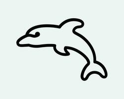 Delfin Linie Symbol Tier Wal Gliederung Säugetier Fisch springen Marine Wasser- Tierwelt schwimmen Wasser schwarz Weiß Grafik Clip Art Kunstwerk Symbol Zeichen Vektor eps