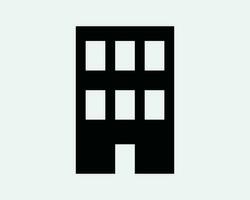 Gebäude Symbol. Wohnung Eigentumswohnung Büro Block Wohn Haus Residenz Struktur. schwarz Weiß Grafik Clip Art Kunstwerk Symbol Zeichen Vektor eps