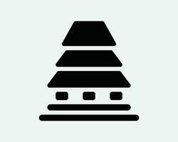 tempel ikon. traditionell asiatisk byggnad japan japansk religion pagod buddist buddhism. svart vit grafisk ClipArt konstverk symbol tecken vektor eps