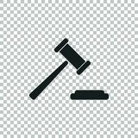auktion hammare vektor ikon. domstol domstol platt ikon.