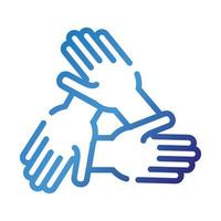 Symbol für Teamwork-Farbverlauf für Hände vektor