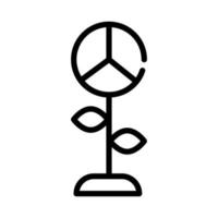 Blume mit Symbol für Frieden und Liebe Symbollinie vektor