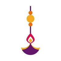 Diwali hinduistische Dekoration hängende flache Stilikone vektor