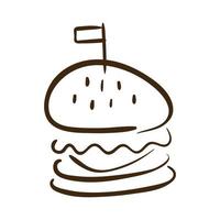 Symbol für den Stil der Hamburger-Fast-Food-Linie vektor