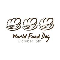 World Food Day Feier Schriftzug mit Sandwich-Linien-Stil vektor