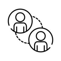 Teamworker-Figuren mit Liniensymbol für Coworking-Linien vektor