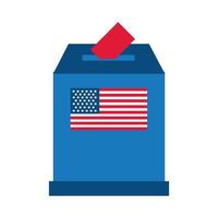 USA-Wahlen-Flagge in der flachen Stilikone der Wahlurne vektor