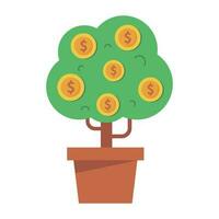 Geld Baum im Blume Topf Symbol. vektor