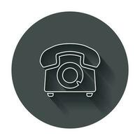 telefon vektor ikon. gammal årgång telefon symbol illustration med lång skugga.