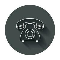 telefon vektor ikon. gammal årgång telefon symbol illustration med lång skugga.