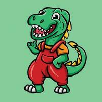 süß t rex Maskottchen Karikatur Charakter Design vektor