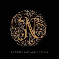 Brief n Luxus königlich Kreis Ornament Logo vektor