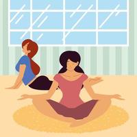 kvinnor som tränar yoga vektor