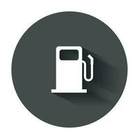 bränsle gas station ikon i platt stil. bil bensin pump platt illustration med lång skugga. vektor