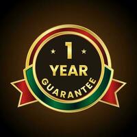 1 Jahr Garantie golden Etikette vektor