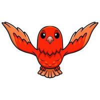 söt röd faktor kanariefågel tecknad serie flygande vektor