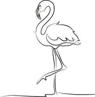 flamingo kontinuerlig ett linje ritning.vektor illustration vektor