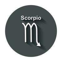 scorpio zodiaken tecken. platt astrologi vektor illustration med lång skugga.