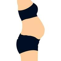 Frau Bauch Bauch stecken schlaff Haut weiblich Körper Abdomen. Alkohol hormonell betont Mama Schürze Durchhängen hervorstehend oberflächlich Bauch demonstrieren Fettabsaugung. Diät Gewicht Verlust Fett Bauch schlank Bauch vektor