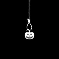 skrämmande pumpa hängande på galge för tecken, symbol och halloween konst illustration. vektor illustration