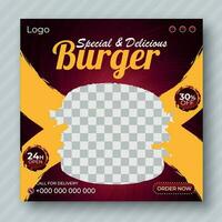 burger social media posta design mall för din restaurang vektor