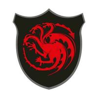 emblem trehuvad drake illustration. drake maskot konst. vektor illustration design. vektor illustration.