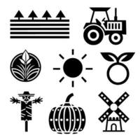Silhouette landwirtschaftlich Landwirtschaft Symbol Sammlung vektor