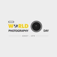 värld fotografi dag vektor, typografi design med kamera. Bra mall för värld fotografi dag design. vektor