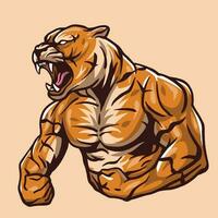 wild stark Tiger zeigen Muskel, Vektor - - Illustrator