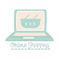 neuer normaler Online-Shopping-Lifestyle nach Coronavirus handgemachter Stil flach vektor