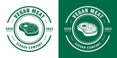 Vegetarier Fleisch Prämie Logo. Pflanze basierend Fleisch Logo. vektor