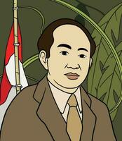 sutomo porträtt illustration. Lycklig indonesiska nationell hjältar dag vektor