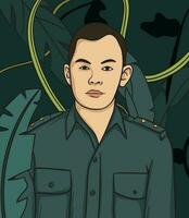 pierre tenden hjälte porträtt illustration. Lycklig indonesiska nationell hjältar dag vektor