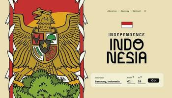 Selamat Hari kemerdekaan Indonesien. Übersetzung glücklich indonesisch Unabhängigkeit Tag Illustration Landung Seite vektor