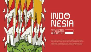 selamat hari kemerdekaan Indonesien. översättning Lycklig indonesiska oberoende dag illustration landning sida vektor