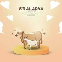 eid al Adha hälsning kort baner mall design vektor