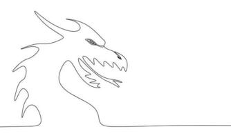 Kopf von Drachen, Symbol 2024 Silhouette Vektor. einer Linie kontinuierlich Vektor Linie Kunst Gliederung Illustration. isoliert auf Weiß Hintergrund.