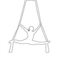 antenn gymnast ett linje kontinuerlig. sport begrepp baner. linje konst översikt vektor illustration isolerat på vit bakgrund.