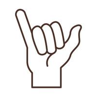 Gebärdensprache Handgeste, die das Symbol für die y-Buchstabenlinie anzeigt vektor