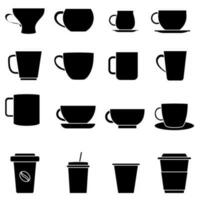 kaffe kopp ikon vektor uppsättning. te kopp illustration tecken samling. mocka symbol. te logotyp. varm dryck märke.