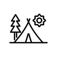 Camping schwarz Weiß Symbol im Linie Stil. Symbole zum Logos, Webseiten, Apps, und Mehr vektor