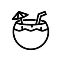 Kokosnuss trinken schwarz Weiß Symbol im Linie Stil. Symbole zum Logos, Webseiten, Apps, und Mehr vektor