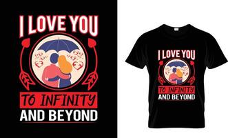 einzigartig und bunt T-Shirt Design Valentinstag T-Shirt Design vektor